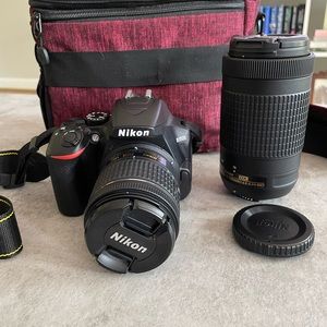 Nikon D3500 Digital Camera and Two Lens Kit with Travel Case
